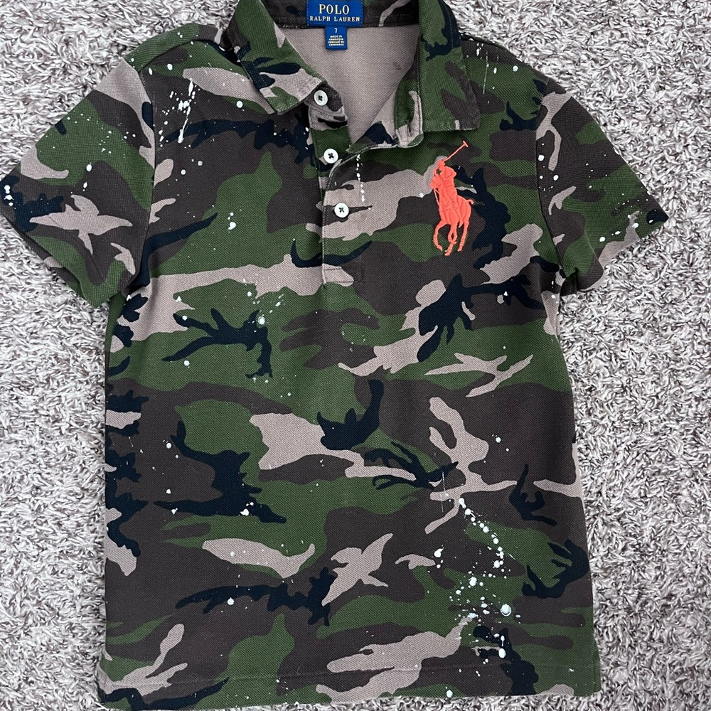 Ralph Lauren Kids Camo Polo Shirt - Green and Brown - Picture 3 of 3